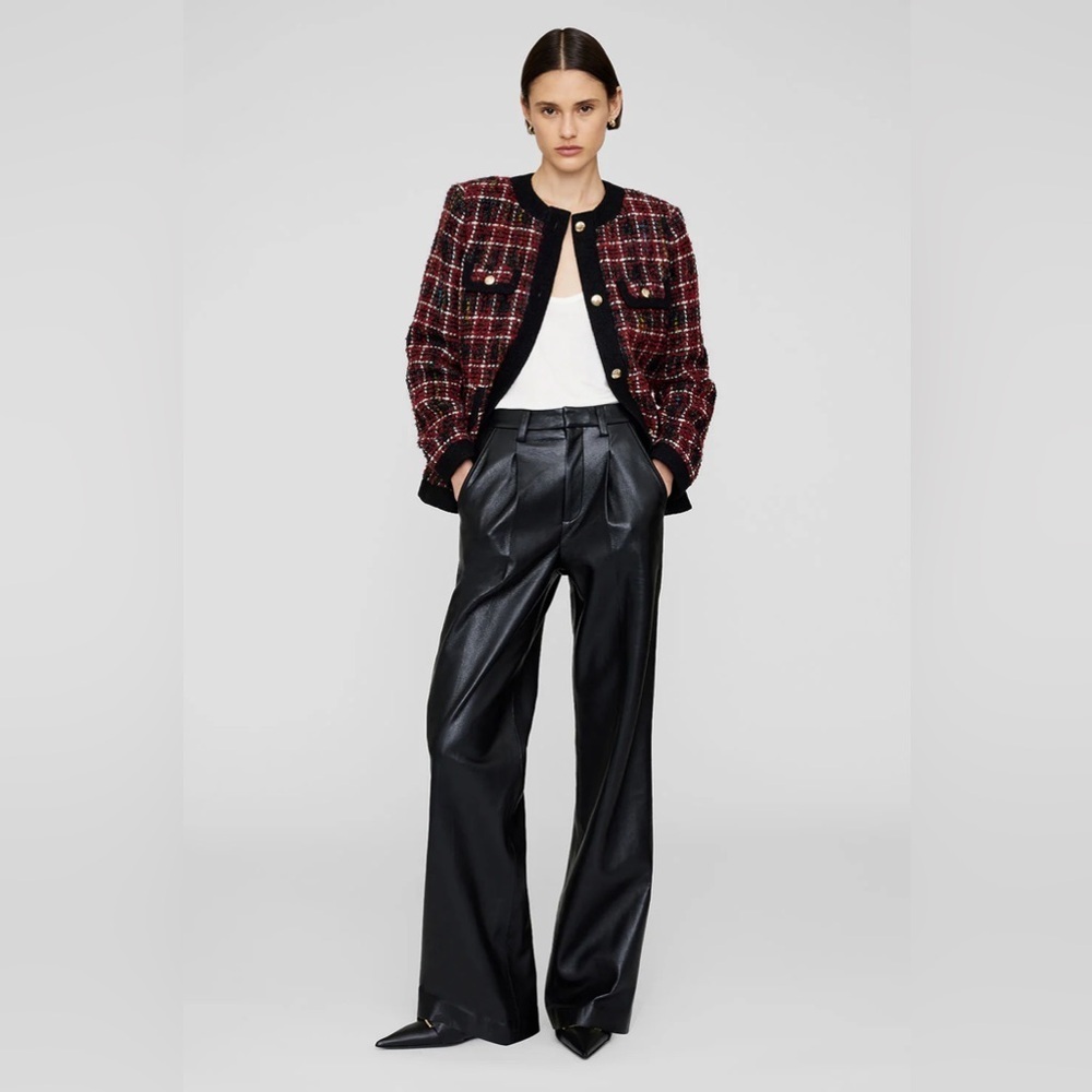 Anine Bing Carmen Recycled Leather Pant in Black SZ 0 / 30 NWT